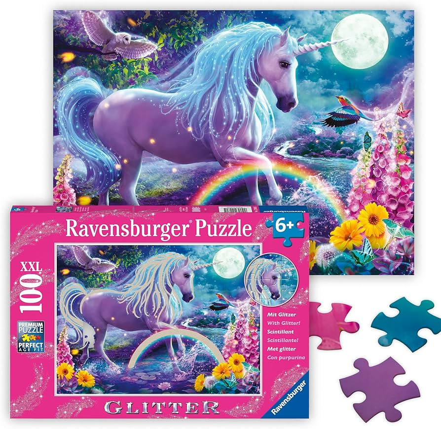 Ravensburger - Glitter Unicorn - 100 Piece Jigsaw Puzzle - Exciting, Colorful Scene of a Glittery... | Amazon (US)