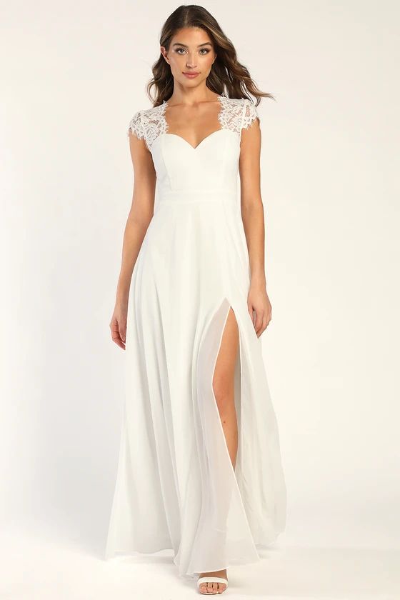 Momentous Moments White Lace Backless Maxi Dress | Lulus (US)