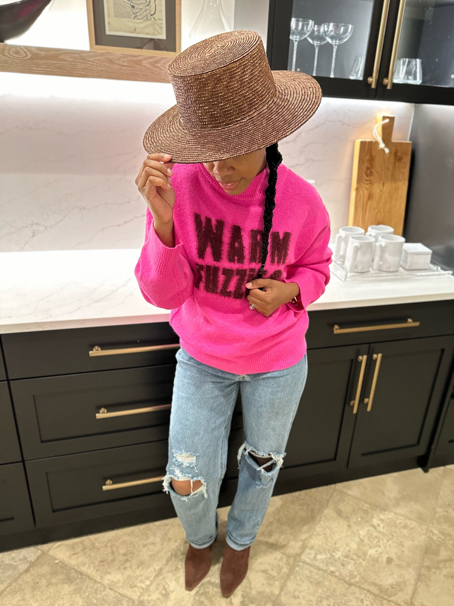 The cutest and most comfy sweater ever! On sale….shop now! 💕

#sweater #hotpink #ootd #jeans #denim #hat #gigipip #boots 

#LTKfindsunder50 #LTKstyletip #LTKsalealert