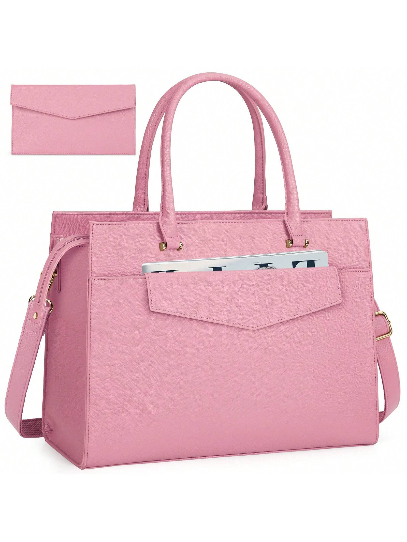 Laptop Bag For Women 15.6 Inch Leather Tote Bag 2pcs Set Professional Work Bag With Clutch Purse ... | SHEIN