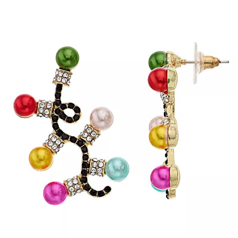 Celebrate Together™ Gold Tone Simulated Crystal Christmas Light Statement Earrings | Kohl's