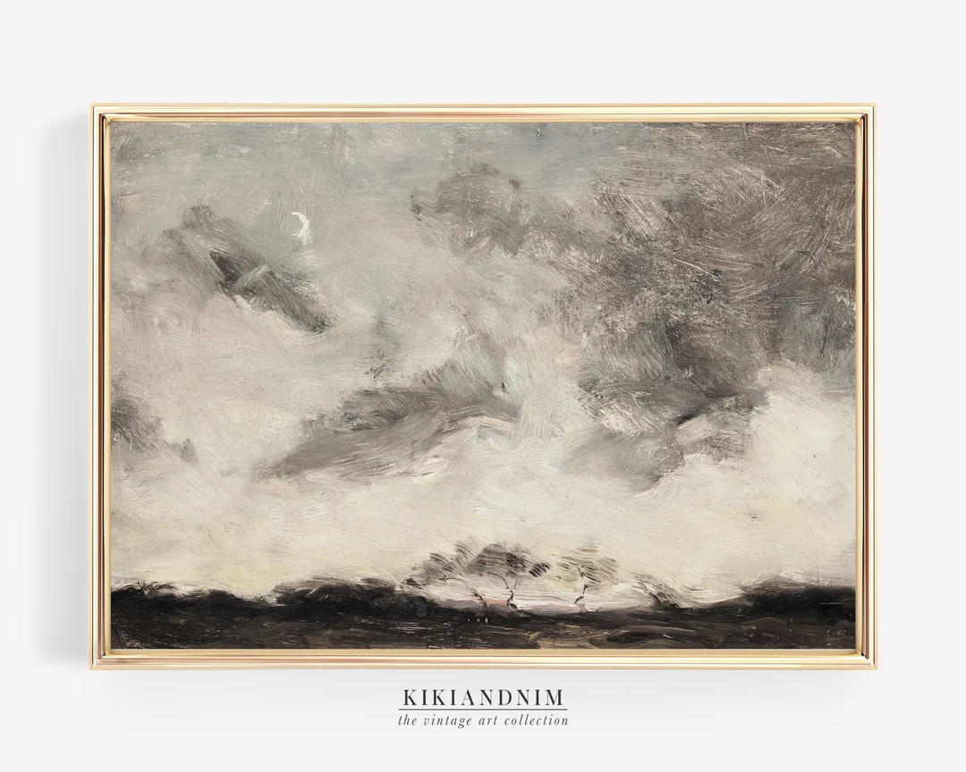 moody landscape painting | vintage cloud art print | vintage wall art | antique art | vintage dec... | Etsy (US)