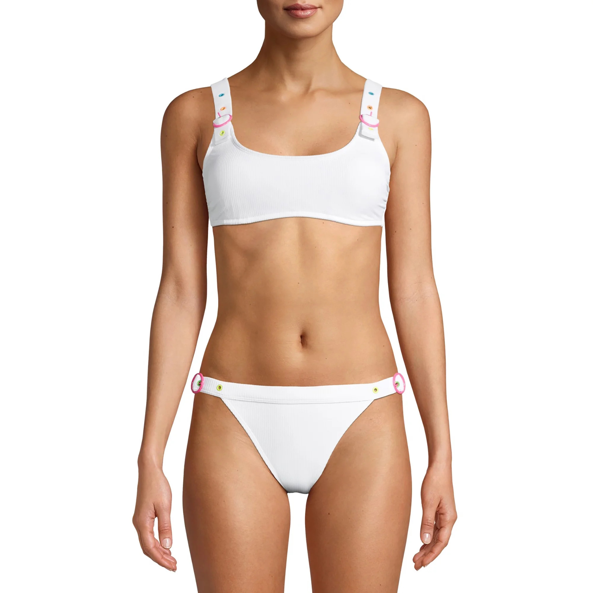 No Boundaries Juniors' White Buckle Bikini Swimsuit Top | Walmart (US)
