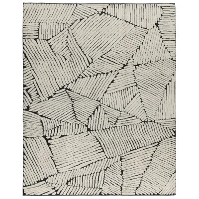 Ravine Geometric Hand Knotted Wool Area Rug in Black/Beige | Wayfair North America