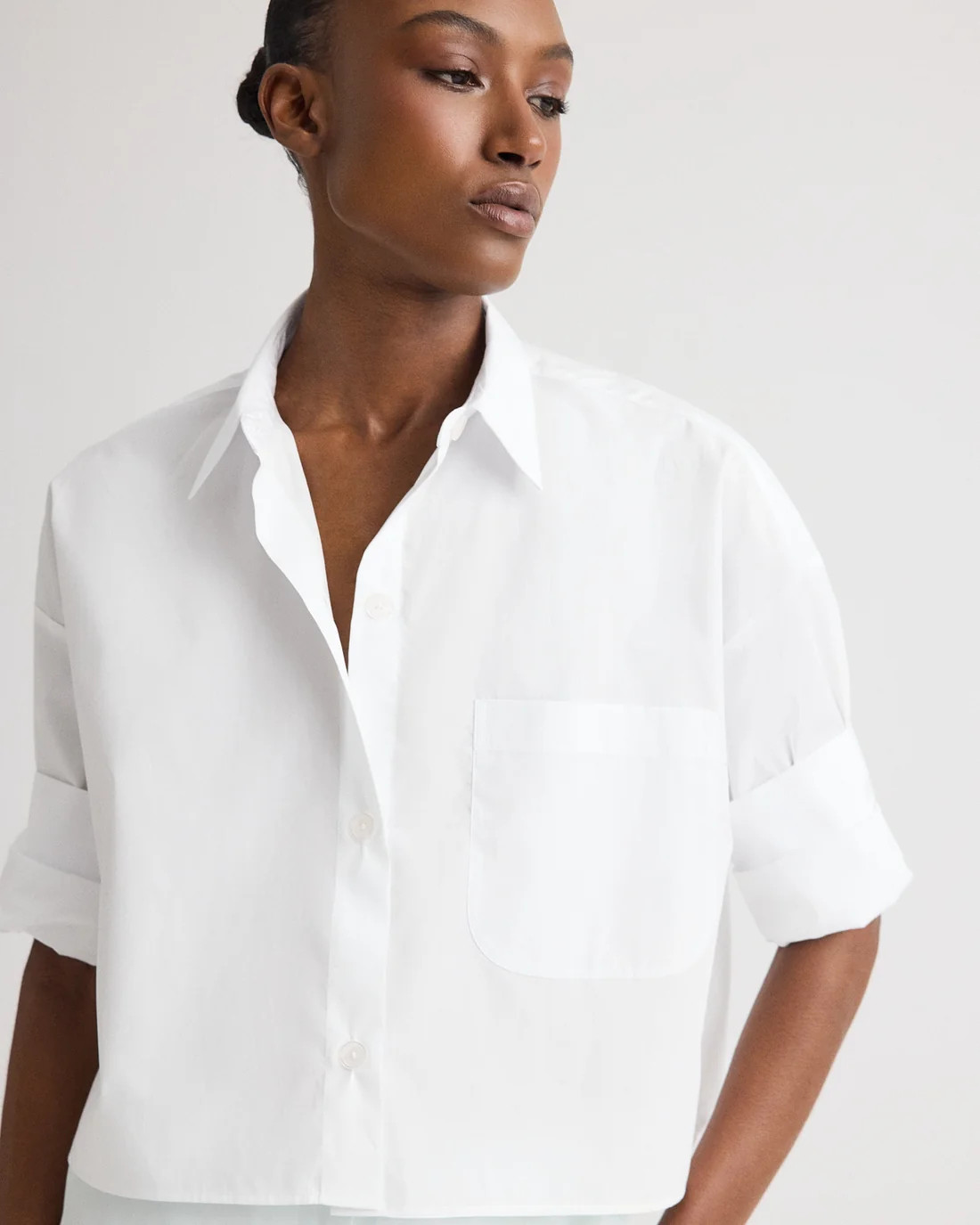 Next Ex Shirt | White Cropped Cotton Button Up | TWP | TWP