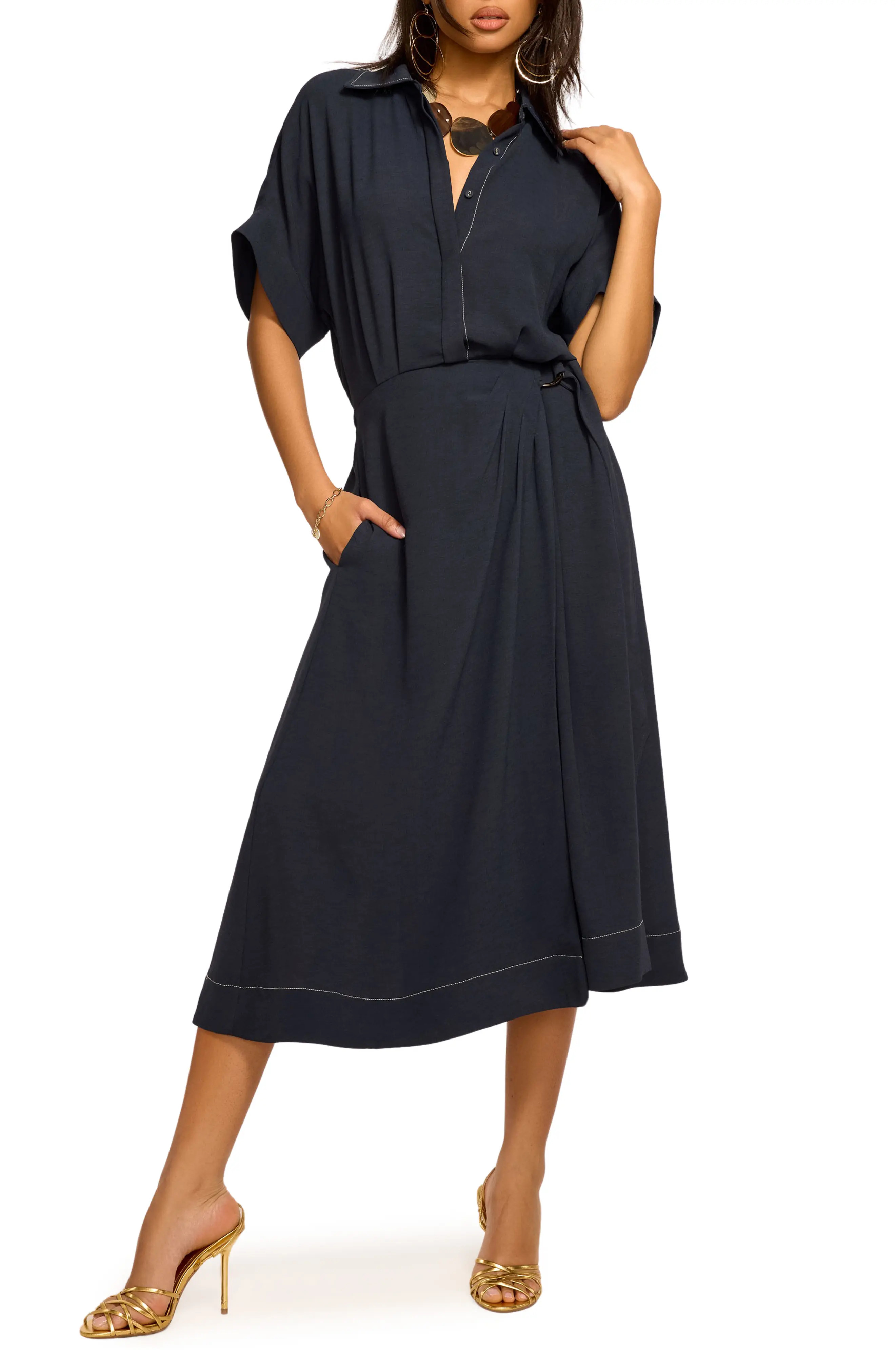 Ramy Brook Sonnet Embroidered Midi Shirtdress (Women) | Nordstrom | Nordstrom