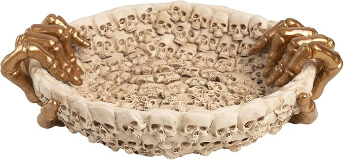 Halloween Candy Dish with Hand, 10.6" Large Resin Decorative Skull Bowl, Spooky Skeleton Serving ... | Amazon (US)