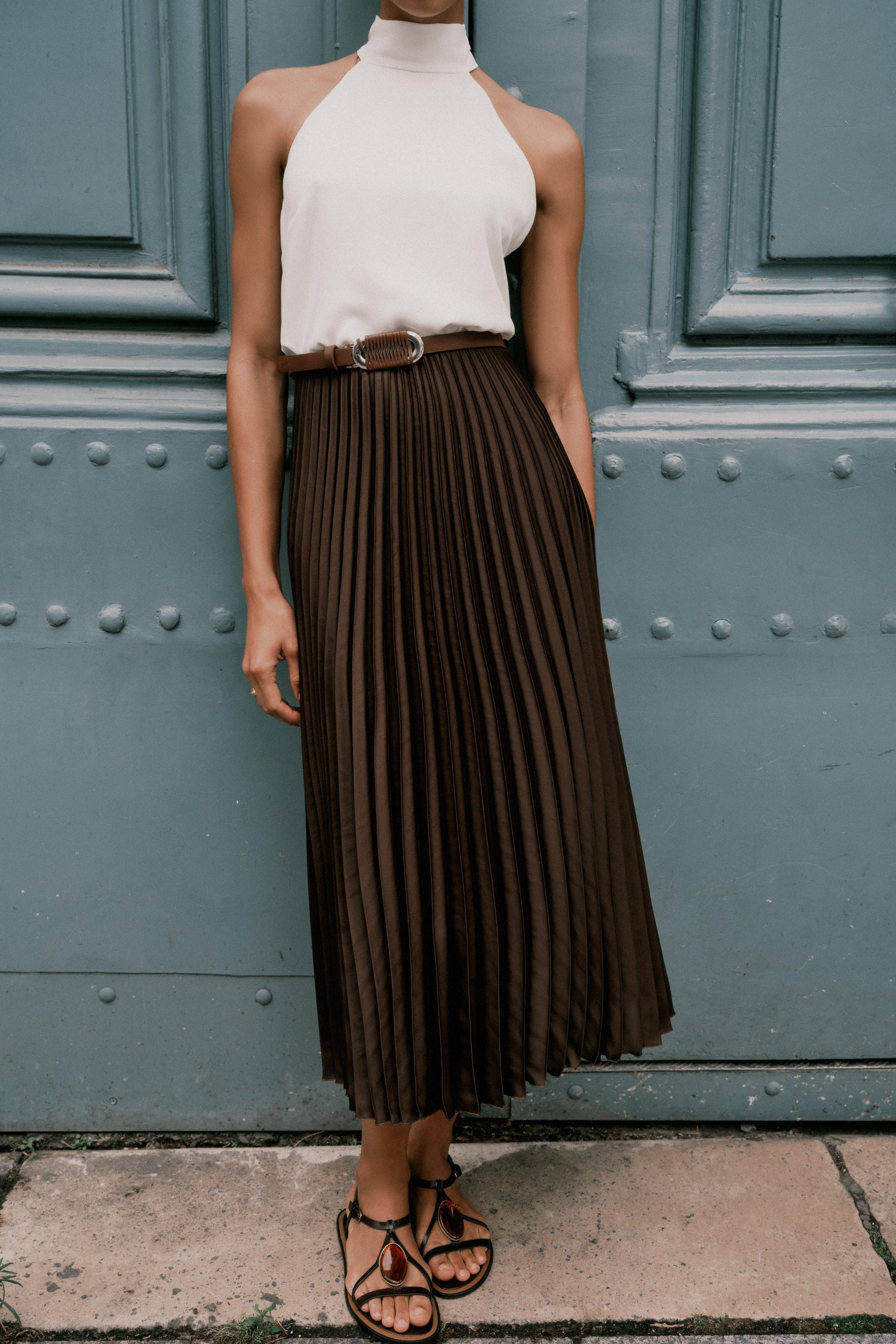 PLEATED COMBINATION MIDI DRESS | Zara US