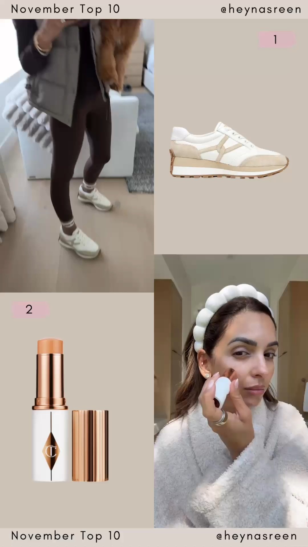 November Top 10:
#1: Veronica Beard sneakers, true to size and I love that they are a slip on!
#2: Charlotte Tilbury glow foundation stick, once again a bestseller (I’m wearing shade 7.5)