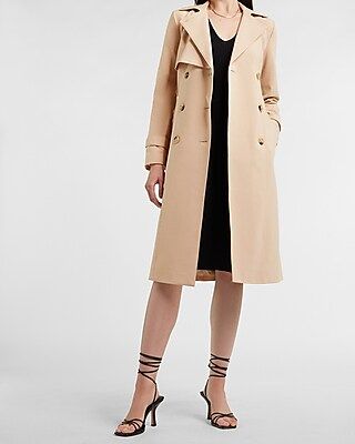 Lace Pieced Belted Trench Coat | Express