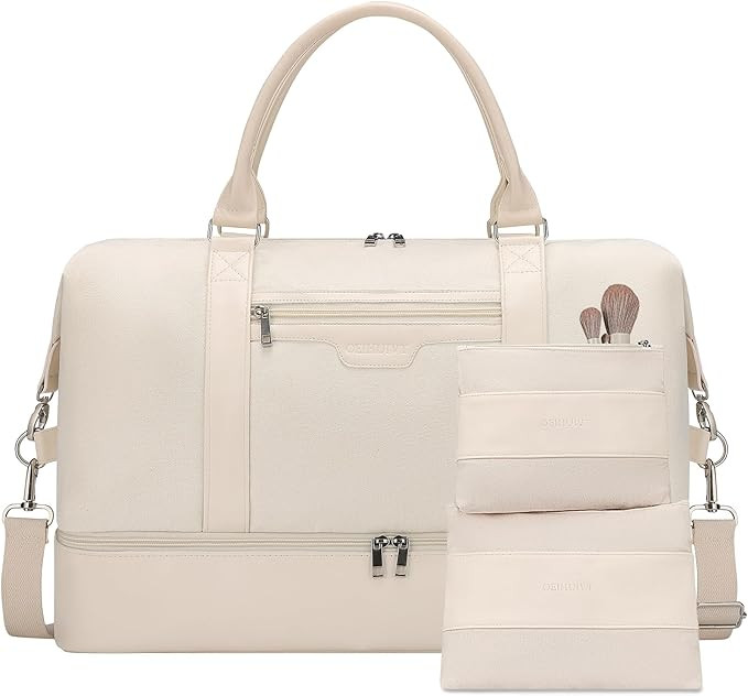 Oeihuivt Weekender Bags for Women - 21 Inch Large Travel Duffel Bag 2-Piece Set with Shoe Compart... | Amazon (US)