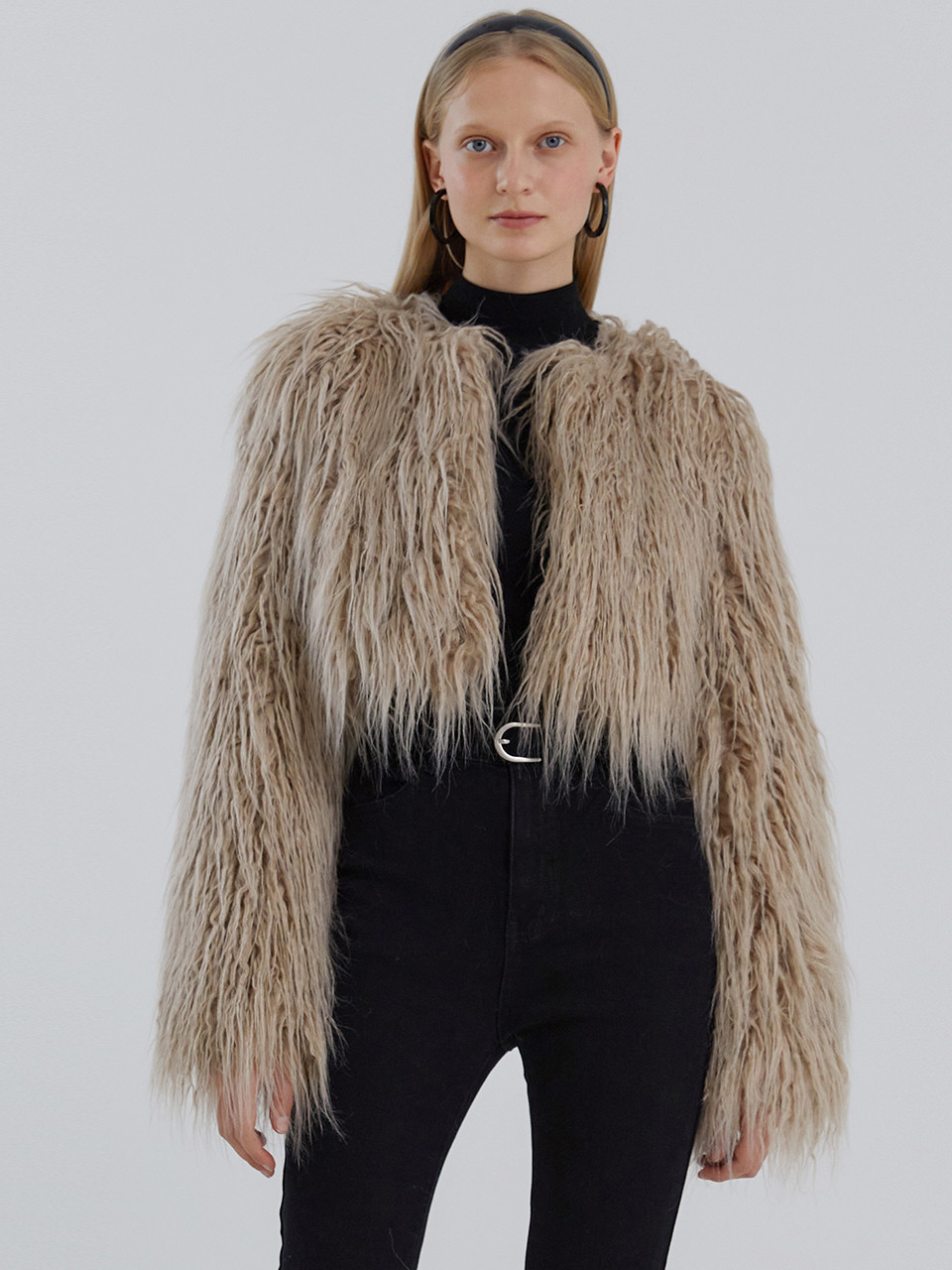 Glory Short Cropped Fur Jacket (White Pepper) | W Concept (US)