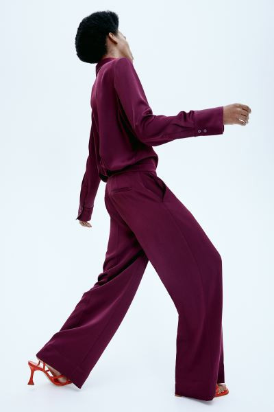Satin Shirt - Dark red - Ladies | H&M US | H&M (US + CA)