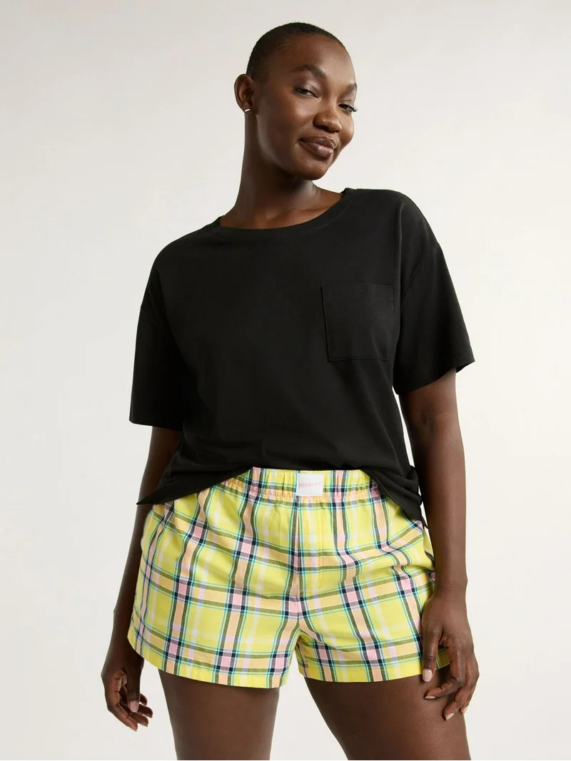 Joyspun Women's Woven Pajama Boxer Shorts, 3'' Inseam, Sizes XS-3X | Walmart (US)