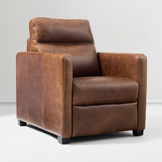 Harris Power Motion Chair, Weston Leather Molasses, Black | West Elm (US)