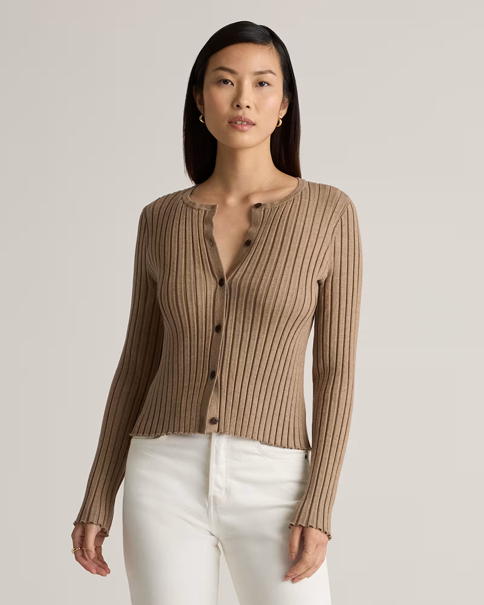 Eco-Knit Cropped Rib Cardigan | Quince