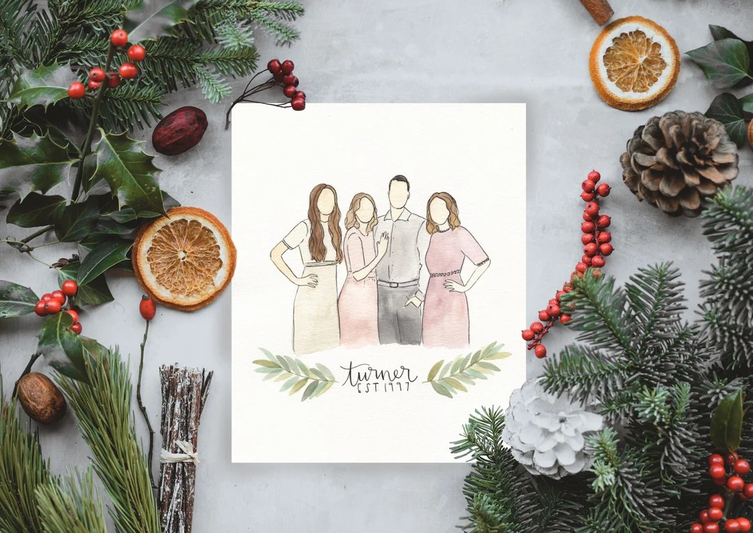 Custom Faceless Family Watercolor Painting Handpainted Custom - Etsy | Etsy (US)