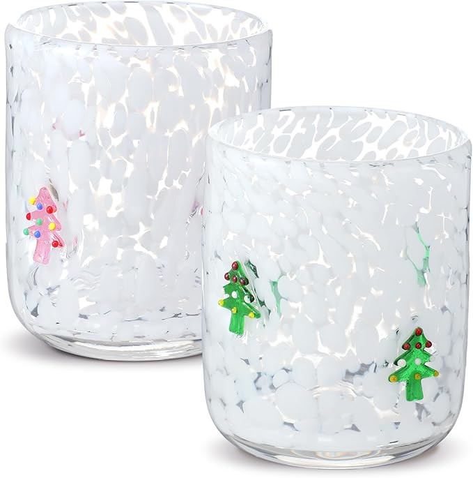 Christmas Icon Juice Glasses, 14oz Christmas Tree Icon Stemless Wine Drinking Juice Glass Cup for... | Amazon (US)