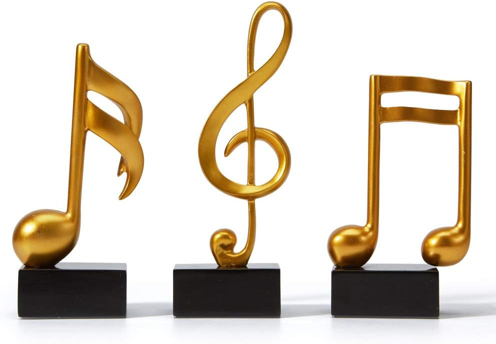HAUCOZE Amoy-Art 3pcs Music Note Ornament Gifts Musical Sculpture Statue Modern Decor Piano Figur... | Amazon (US)
