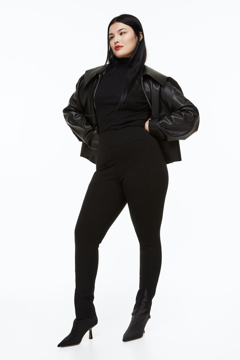 Zip-hem Leggings - Black - Ladies | H&M US | H&M (US + CA)