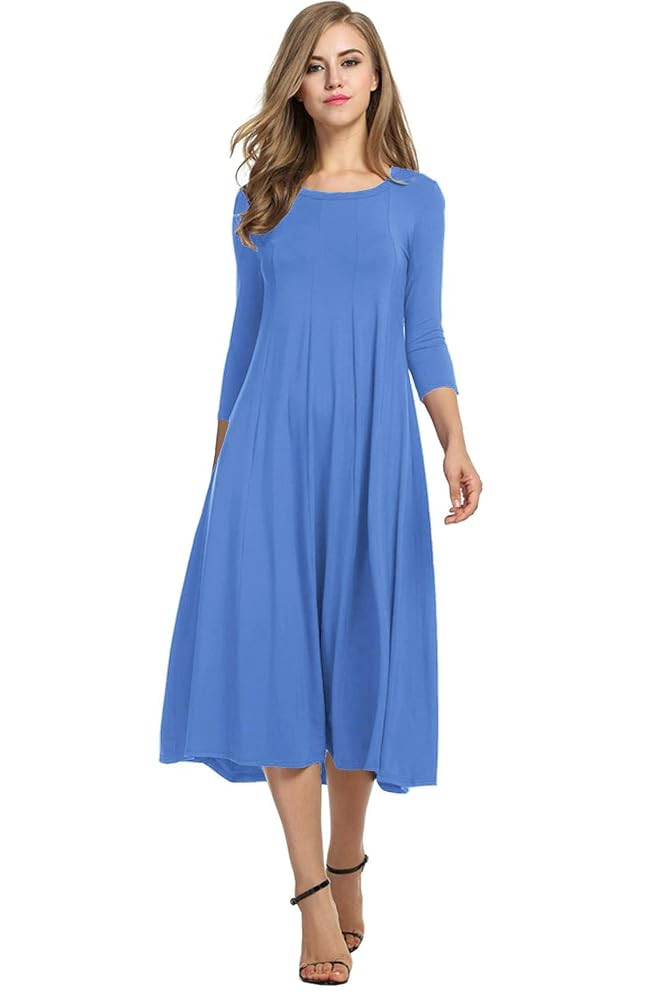 HOTOUCH Women's 3/4 Sleeve A-line and Flare Midi Long Dress | Amazon (US)