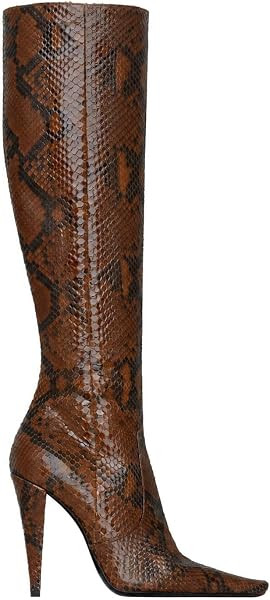 Women's Mesh Knee High Boots Snake Print Pointed Toe Stiletto Heel Boots | Amazon (US)