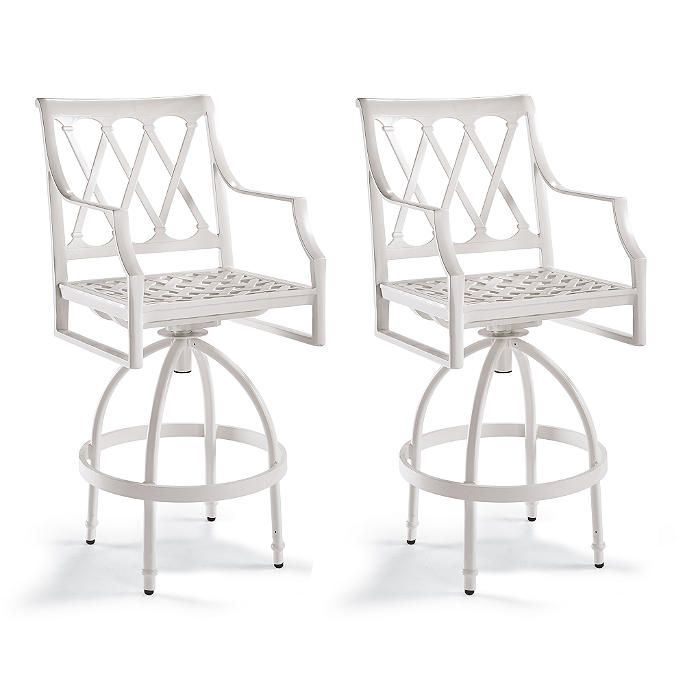 Grayson Set of Two Swivel Bar Stools in White Finish | Frontgate