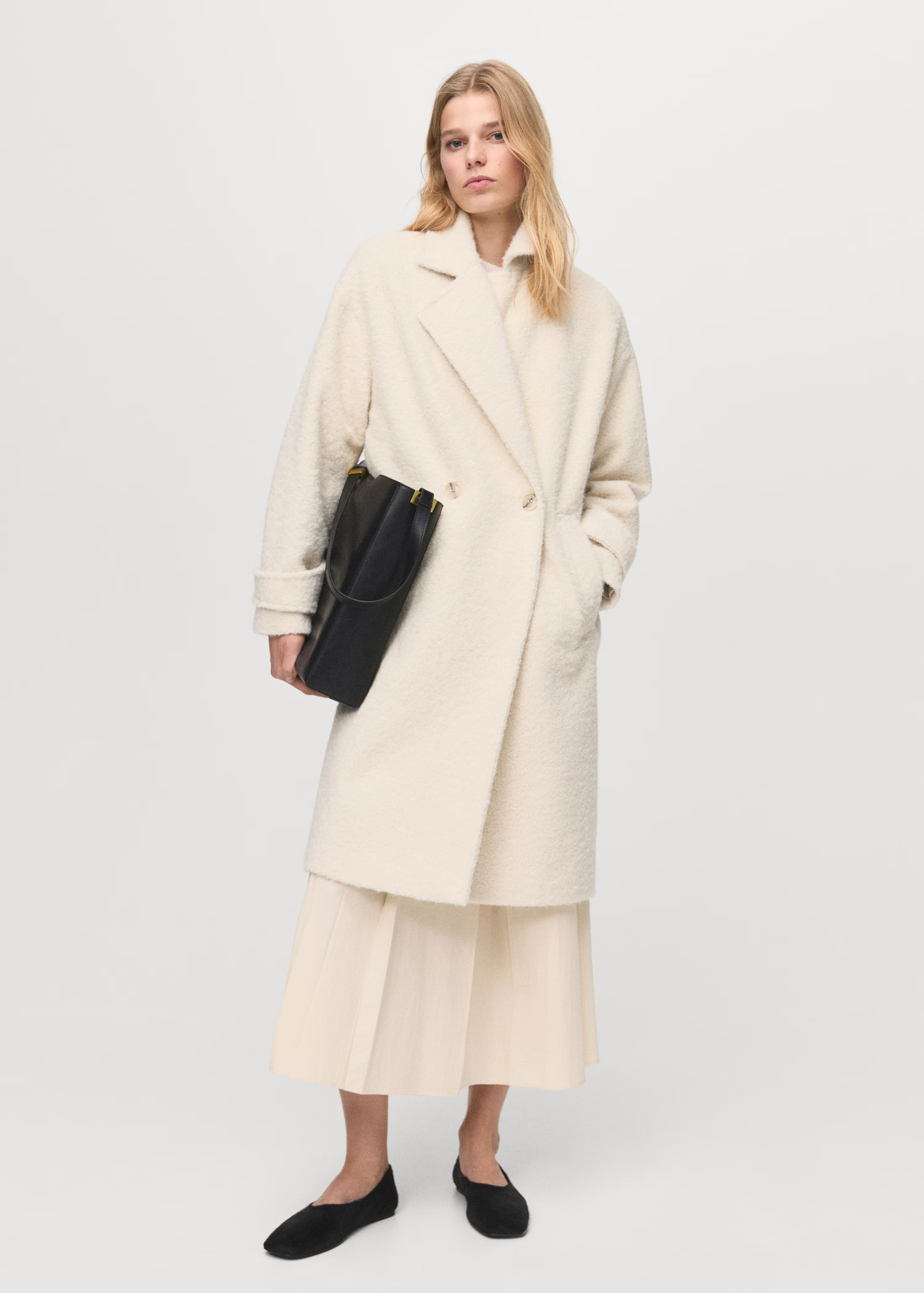 Lapels bouclé coat | MANGO (UK)