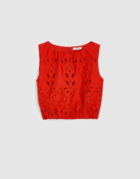 Embroidered Sleeveless Bubble Top in Poplin | Madewell
