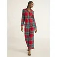 Joyspun Women's Flannel Long Sleeve Top and Pants Pajama Set, 2-Piece, Sizes XS-3X | Walmart (US)