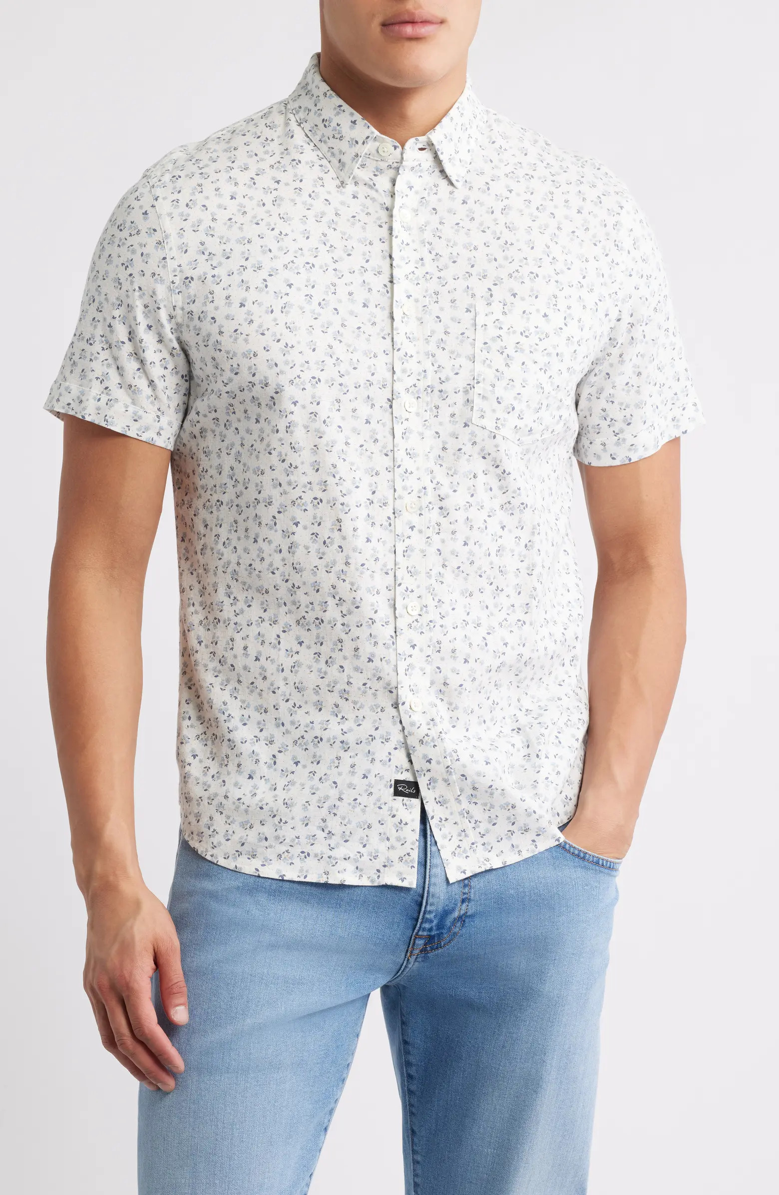 Carson Short Sleeve Stretch Linen Blend Button-Up Shirt | Nordstrom
