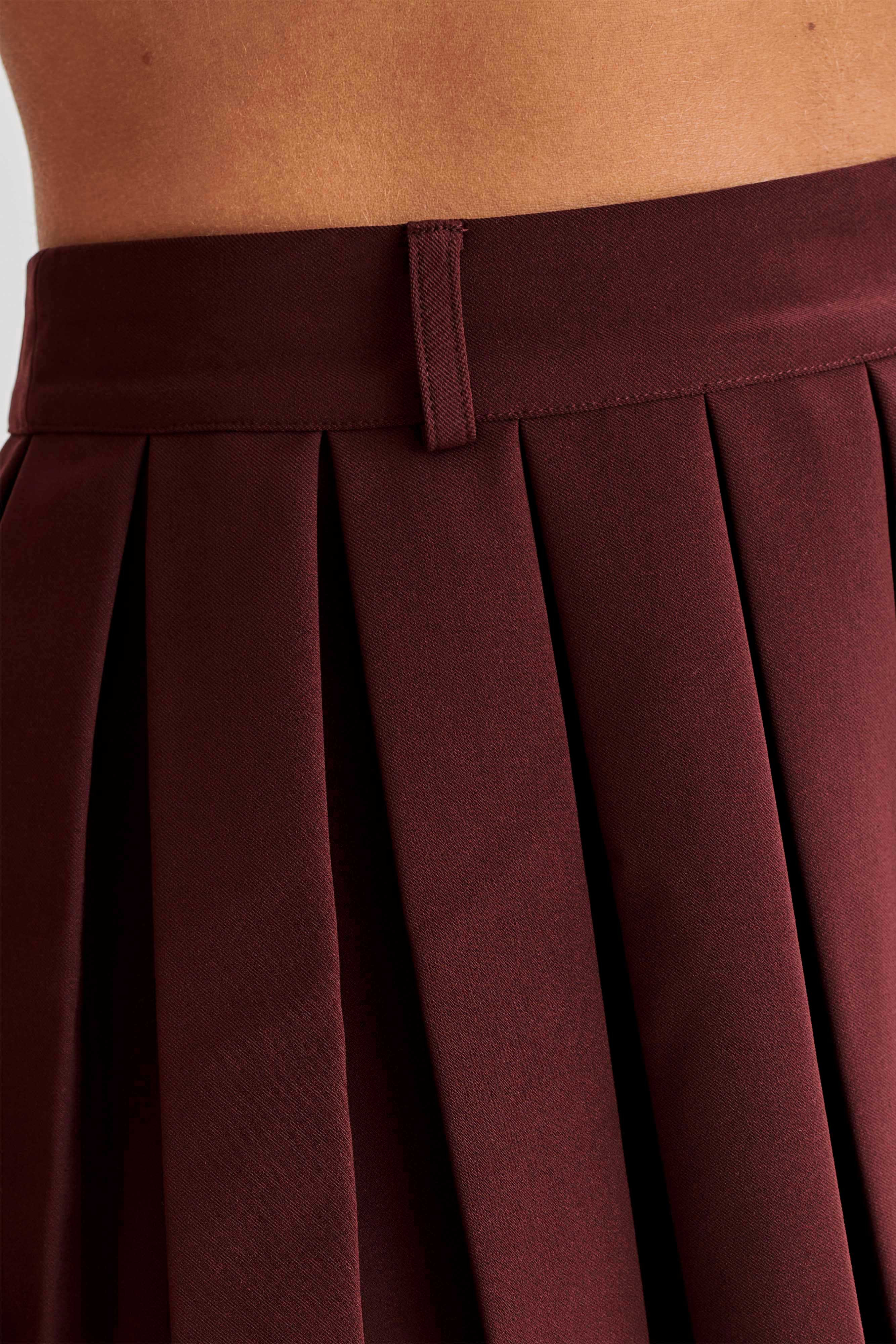 Pleated Mini Skirt - Plum | MESHKI US