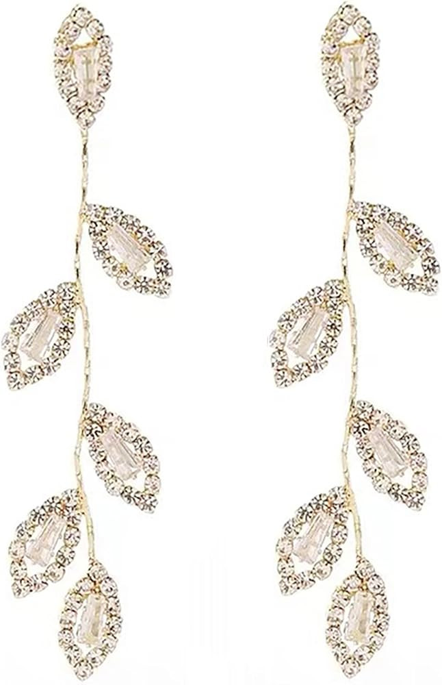 Dangling Earrings for Women Bridal Earrings for Wedding Rhinestone Wedding Prom Anniversary Delic... | Amazon (US)