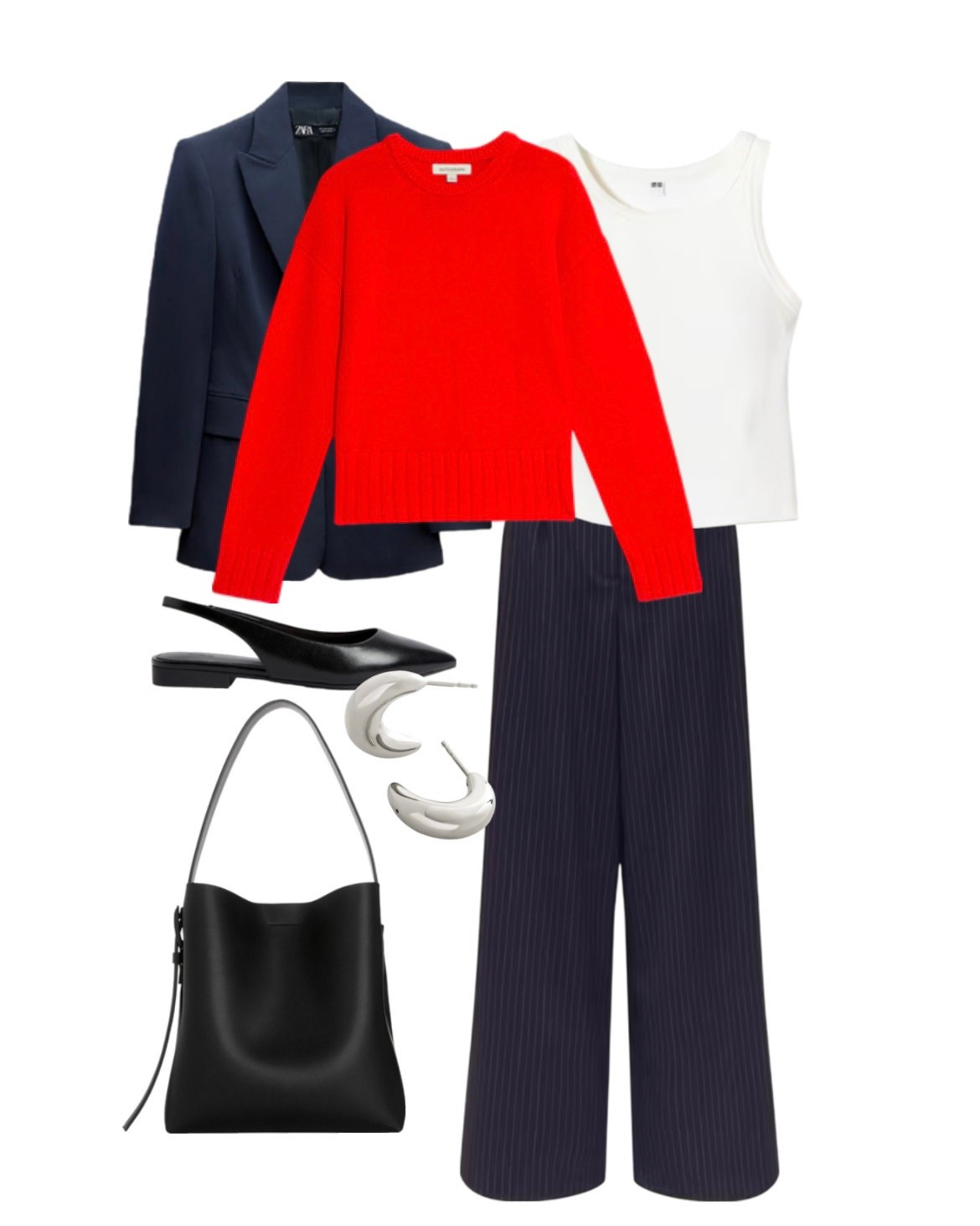 Navy and red outfit for the office. 

Work office with wide leg trousers perfect for tall people. 

#LTKuk #LTKworkwear #LTKspring