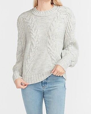Cable Knit Balloon Sleeve Sweater | Express