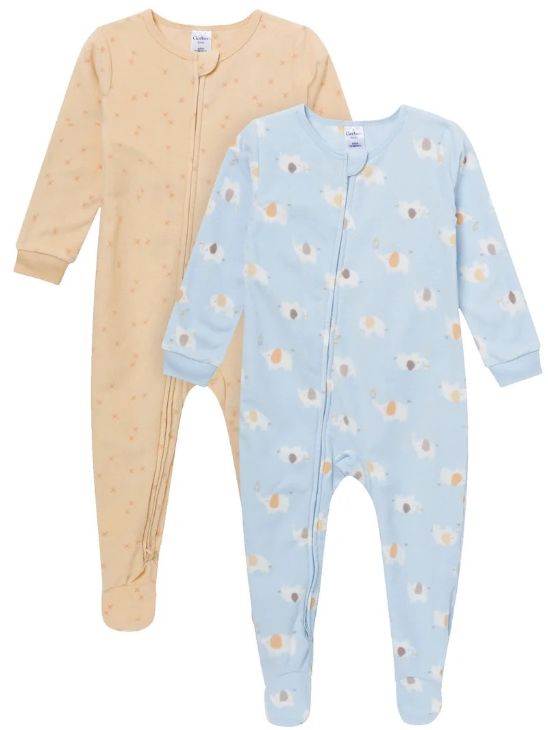 Gerber Baby and Toddler Neutral Microfleece 2-Way Zipper Blanket Sleeper Pajamas, 2-Pack, Sizes 0... | Walmart (US)
