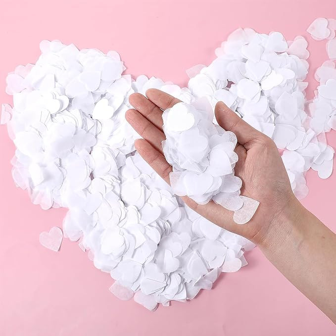 10000pcs White Heart Shaped Confetti, Biodegradable Eco Friendly Paper Confetti for Wedding Throw... | Amazon (UK)