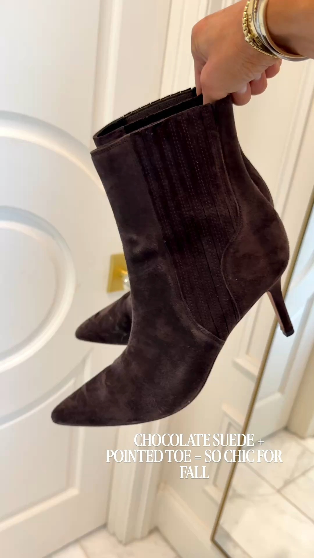 CHOCOLATE SUEDE + POINTED TOE = SO CHIC FOR FALL