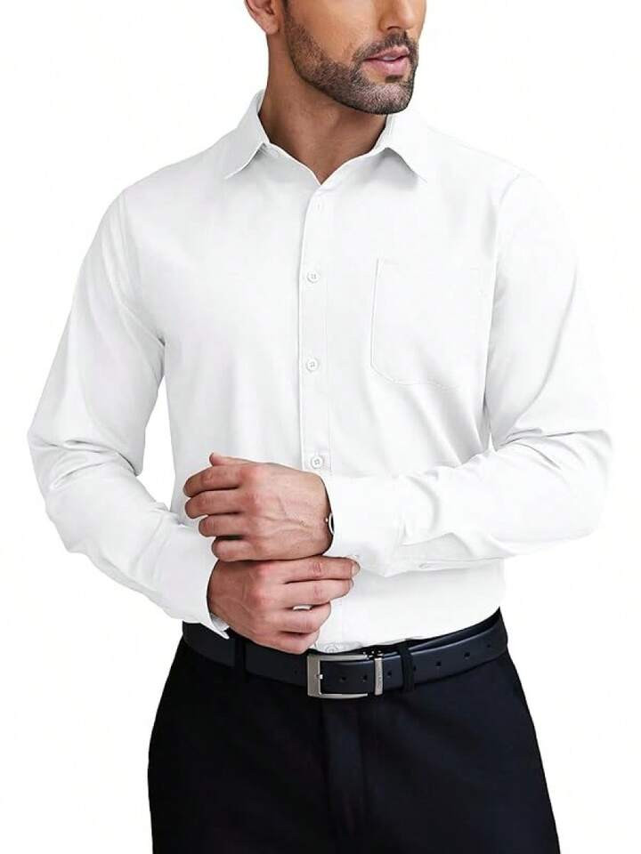 COOFANDY Mens Dress Shirts Wrinkle Long Sleeve Button Down Shirts Formal Business Shirt | SHEIN