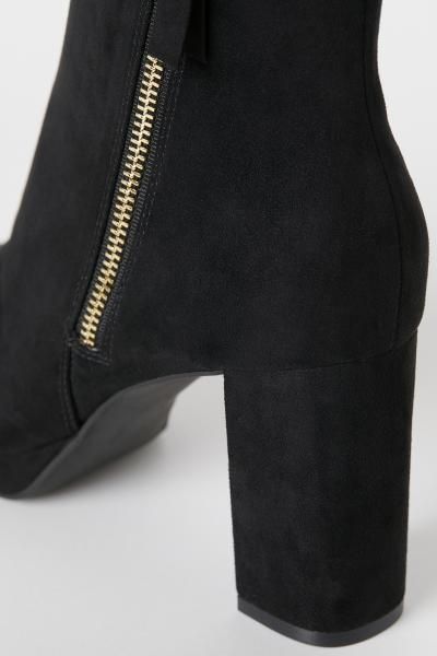 Ankle boots with covered block heels. Leg section with visible side zip. Fabric lining and faux l... | H&M (US + CA)