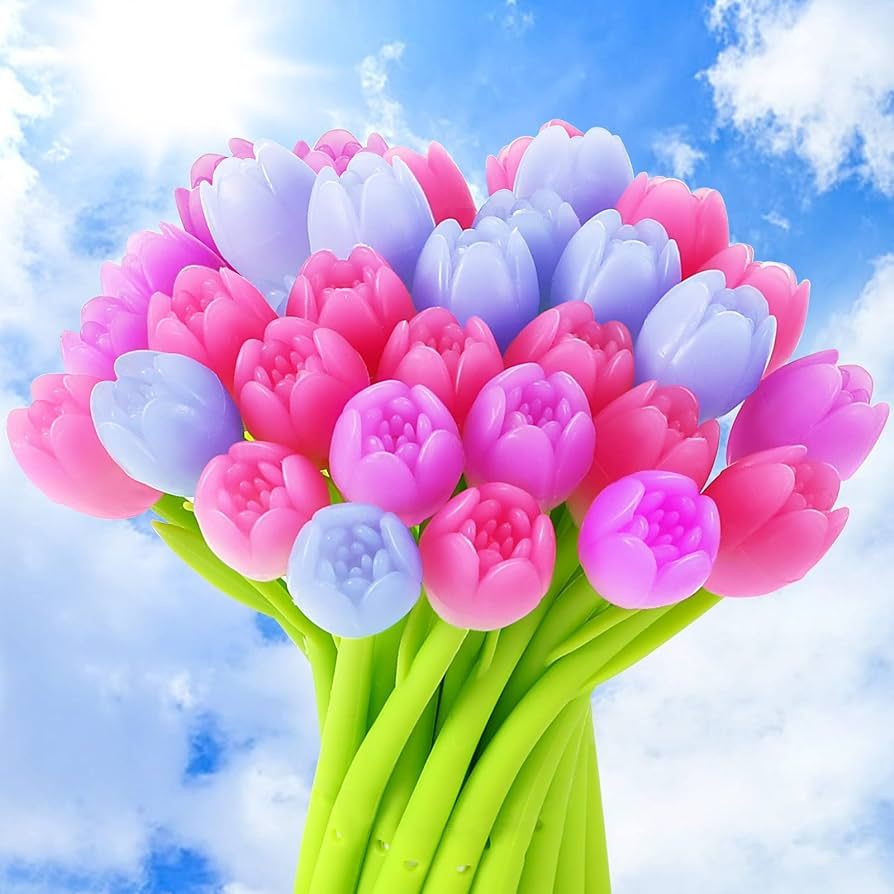 SANNIX Color Changing Tulip Flower Pens, 50 Pcs Novely Fun Tulip Gel Ink Pen Bulk for Birthday Pa... | Amazon (US)