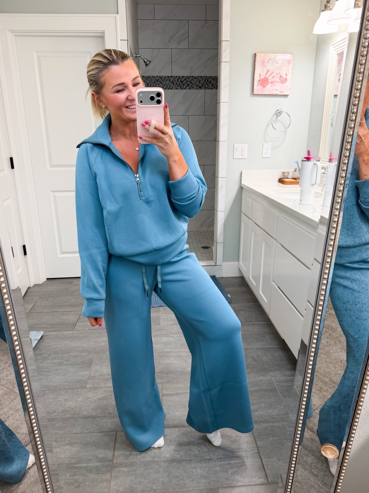 @Spanx AirEssentials is my absolute favorite.

Lightweight. Cozy. So soft and airy. 
Small top
Medium petite pants

#LTKSaleAlert #LTKootd #LTKPetite