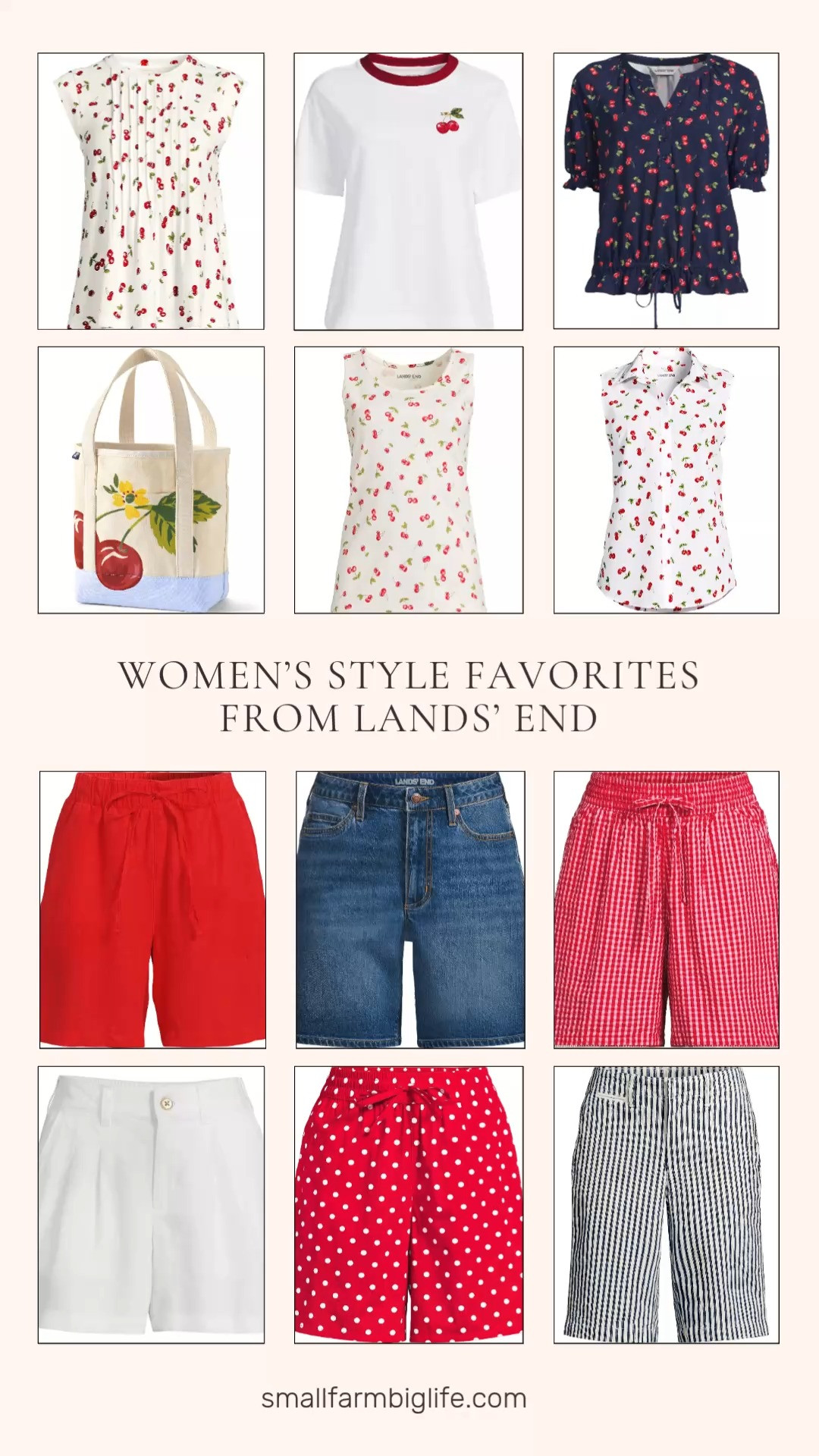 Lands' End is serving the most charming and classic summer styles right now and I am absolutely in love with all of the cherry prints this season! From cherry print tanks, blouses, swing tops, and sleeveless shirts to a cherry embroidered mariner tee, a cute cherry print canvas tote, and the most beautiful high rise linen and seersucker shorts in all the best summer colors, these are the timeless and effortless pieces that make getting dressed for summer so fun. Linking everything below! 

 #LTKootd #LTKSeasonal #LTKOver40