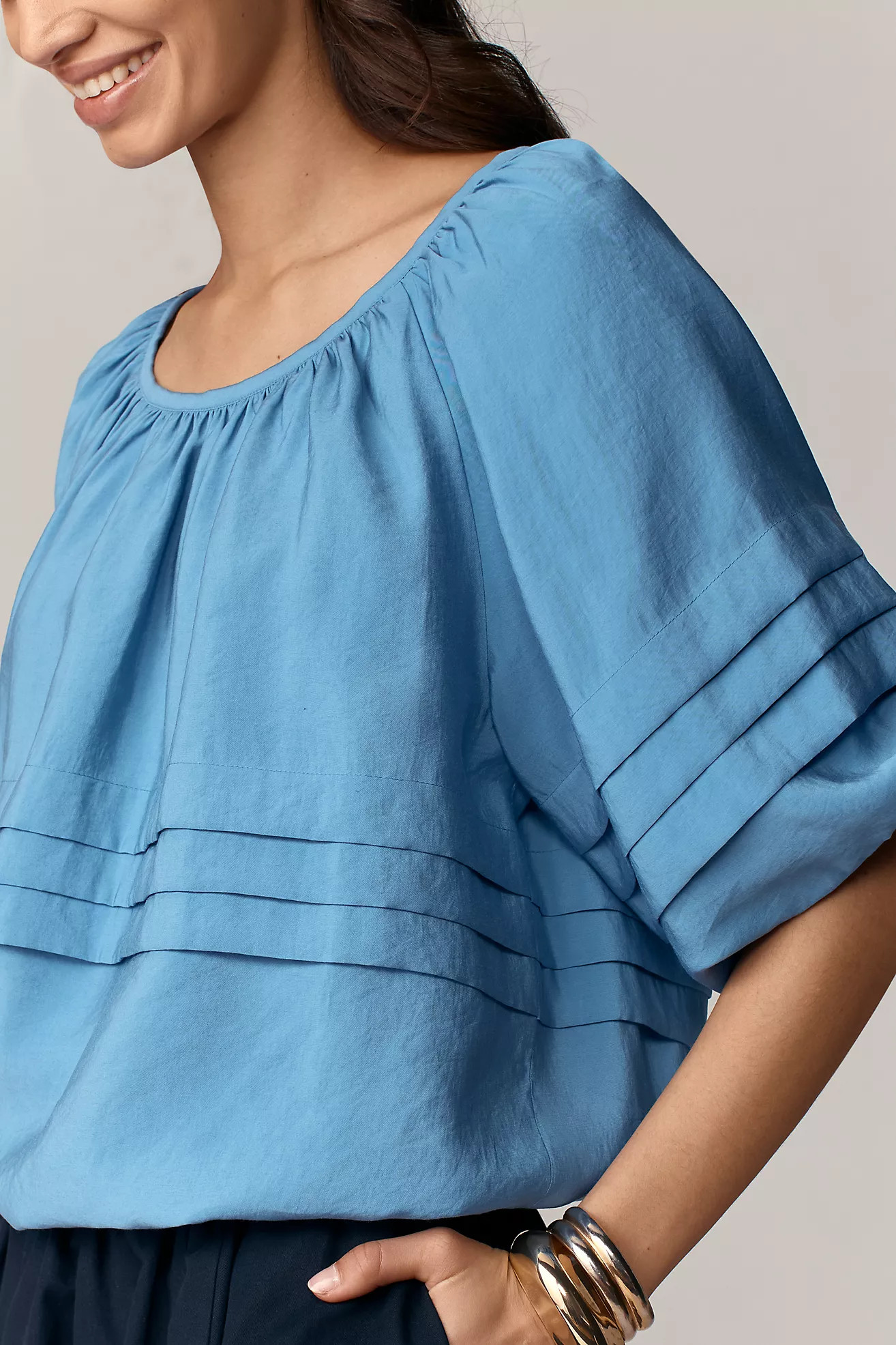 Maeve Short-Sleeve Bubble Tiered Top | Anthropologie (US)