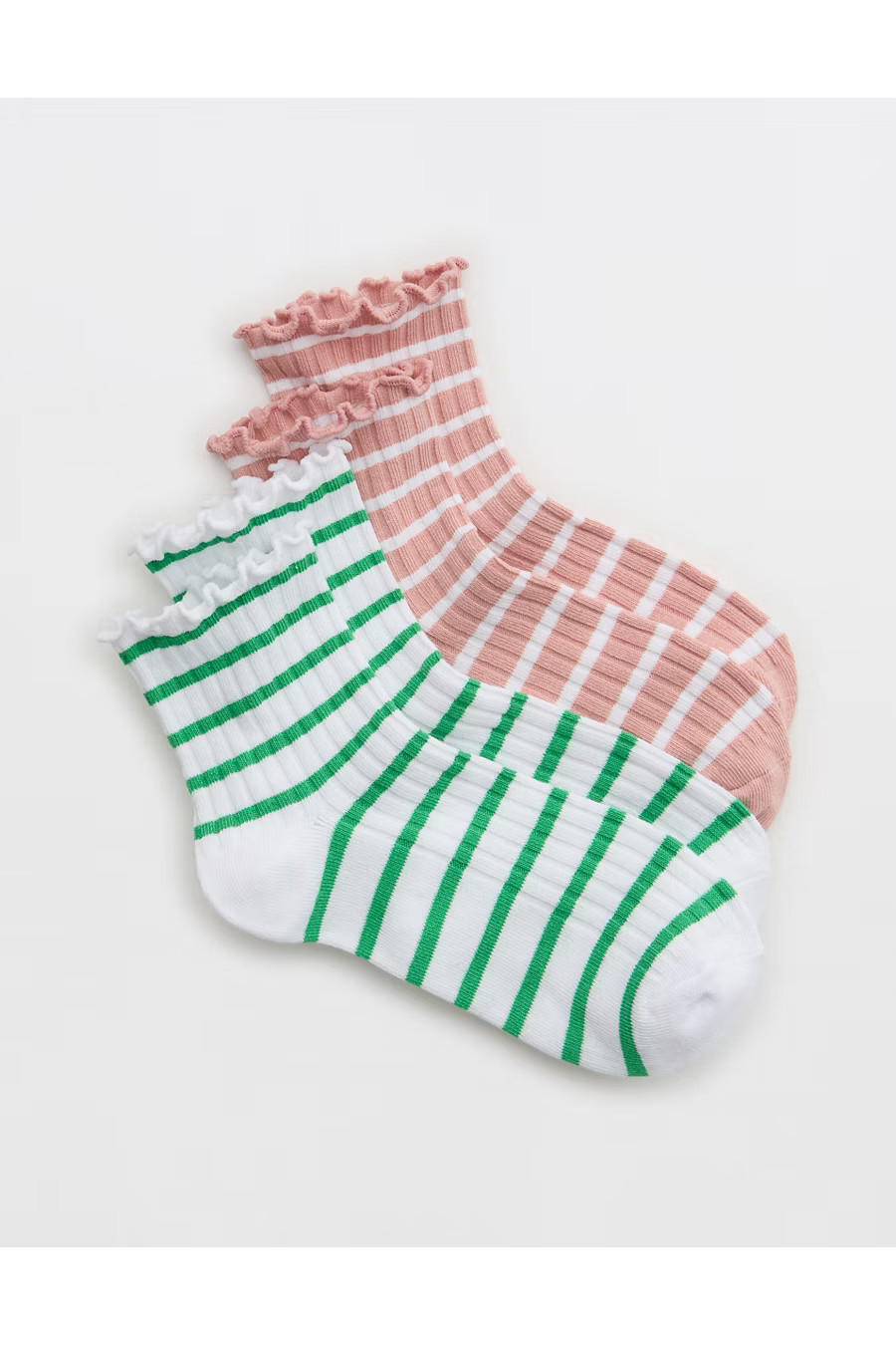 Aerie Lettuce Edge Bobby Sock 2-Pack Women's White One Size | American Eagle Outfitters (US & CA)