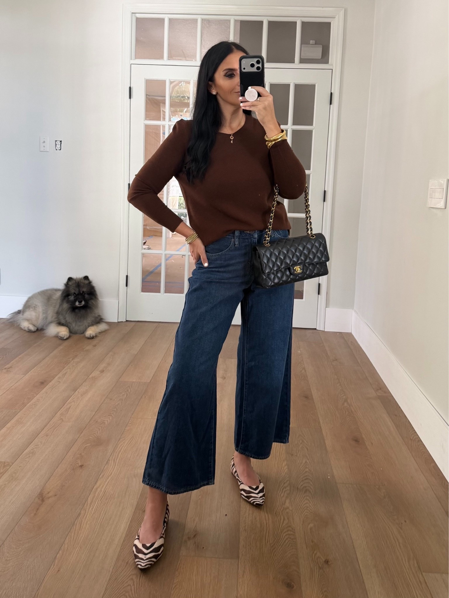 Long Sleeve Lightweight Fall sweater. Levi's Women's Middy Wide Leg Ankle Jeans. Women's Serena Velvet Flats - A New Day™ Brown/Cream 8.5