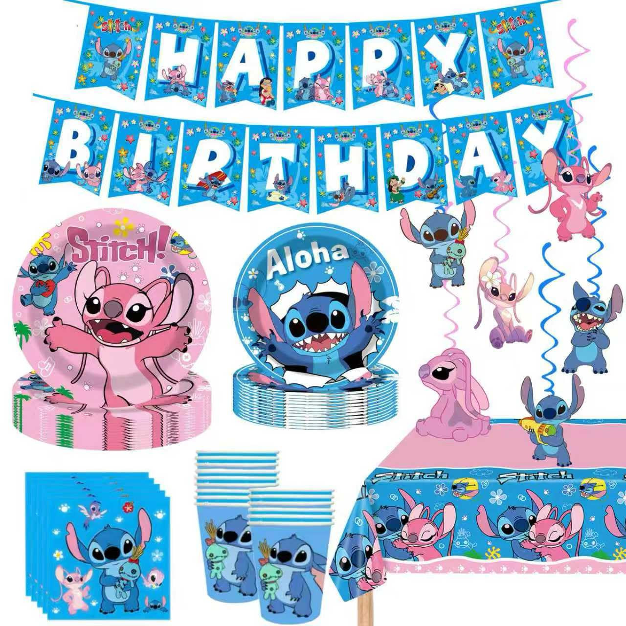 88PCS For Stitch Party Supplies: 6 Hanging Swirls, 20 Napkins, 20 Cups, 20 Plates （9 inch），... | Amazon (US)