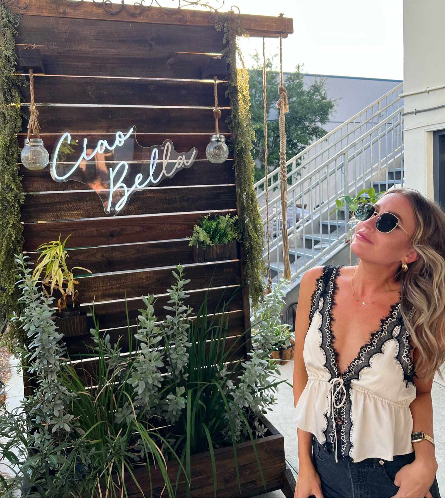 Tie front top with lace, I’m wearing a M but definitely should have done a small for my small chest. 

Lace top
Date night outfit
Girls night outfit
Jeans and a cute top
Neutral aesthetic 
Neutral outfit
Cool mom style 
Edgy style 
Street style 

#LTKMidsize #LTKFindsUnder100 #LTKStyleTip