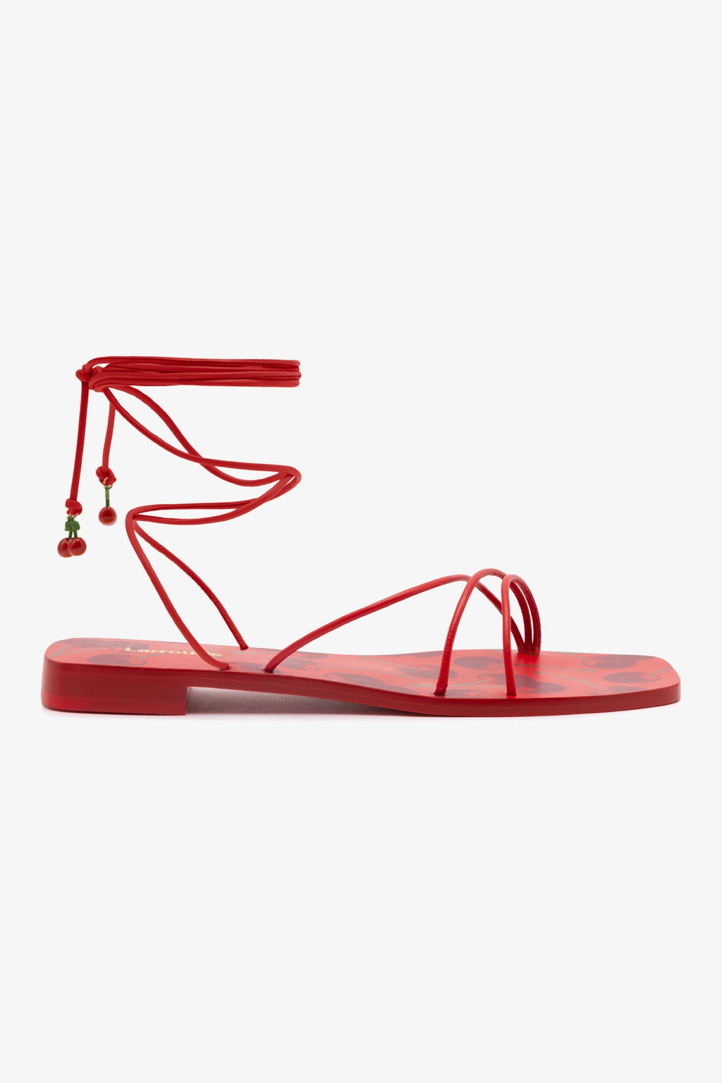 Nadia Flat Sandal In Scarlet Leather | Larroude