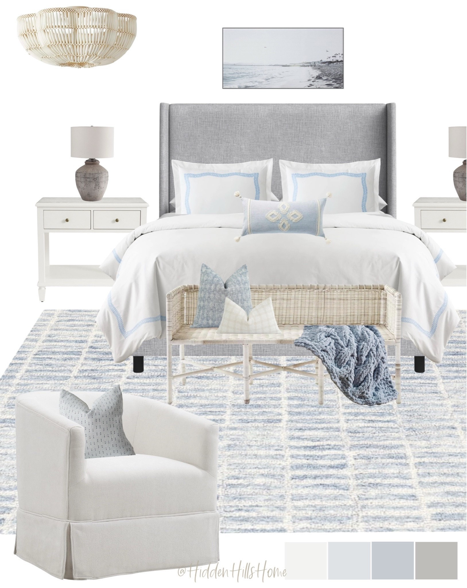 Coastal bedroom decor, coastal bedroom mood board, home decor ideas, beach house master bedroom design #bedroom

#LTKHome #LTKSaleAlert #LTKSeasonal